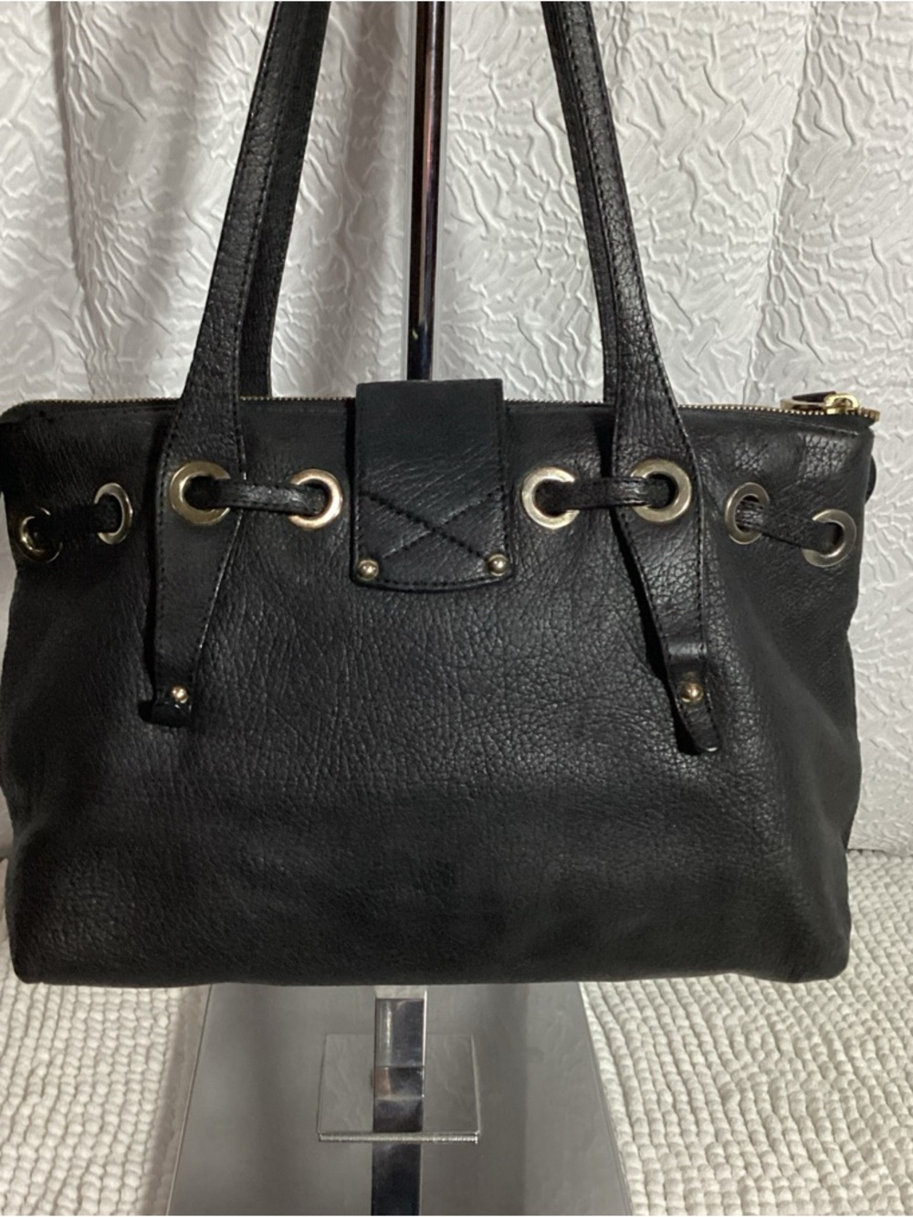 Jimmy Choo Black Rhea Grained Leather Shoulder Tote Bag - Picture 5 of 13